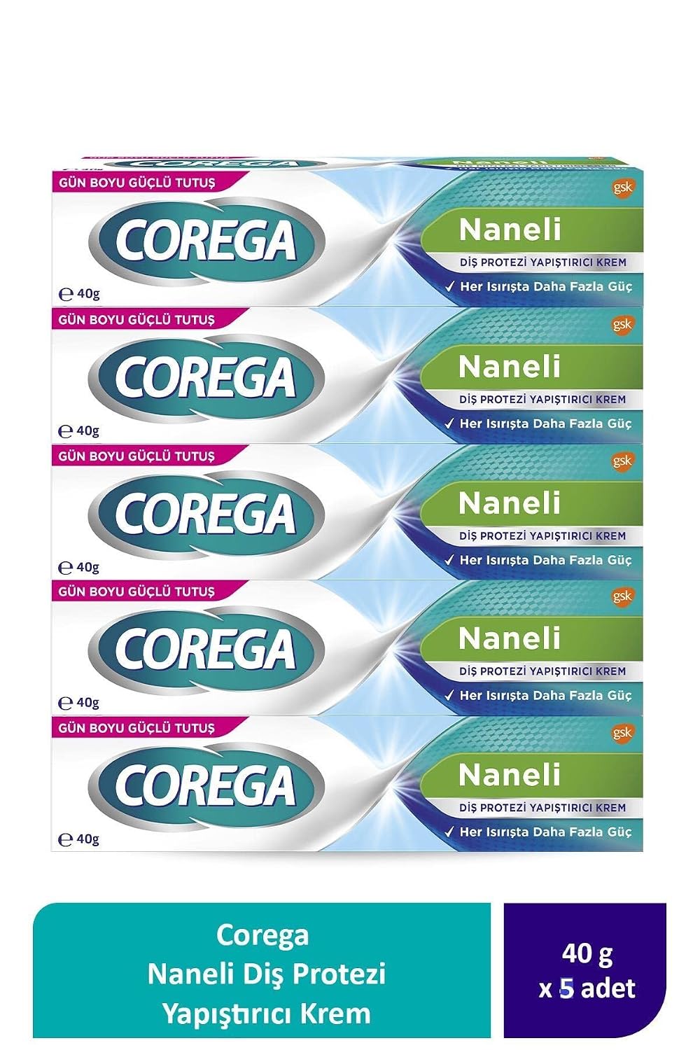 Corega Super Prosthetic Adhesive Cream 40 Gr x5 Pieces