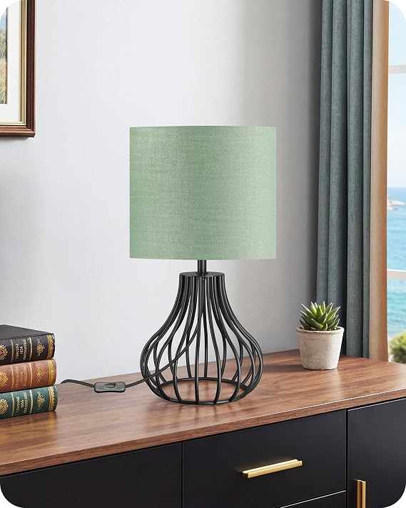 Bedside Table Lamp, Black Sage Green Table Lamp [Energy Class F]