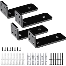 Floating Shelf Brackets - Heavy Duty Shelf Brackets for Shelves, Black Coated Metal Wall Shelf Support Brackets, for Shelves up to 30 KG (4, 10 CM)