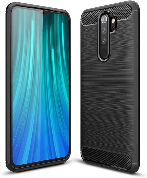 Xiaomi Redmi Note 8 Pro Case, Carbon Fiber Texture Design & Leather Texture Design Back Cover Anti-Scratch Shock Absorption Case for Xiaomi Redmi Note 8 Pro (Black)