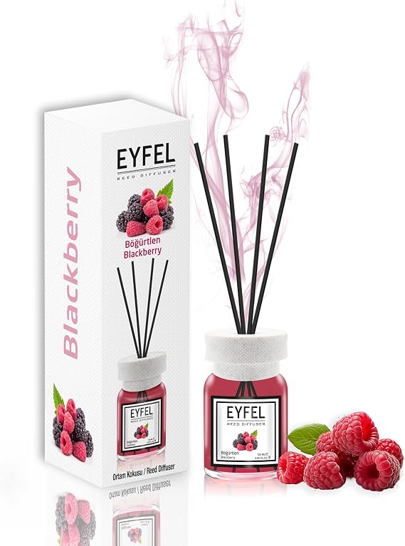 EYFEL Reed Diffusers – BlackBerry Reed Diffuser Set, 4.05 fl oz Oil Diffuser Sticks, Scented Sticks for Bathroom & Home Fragrances, Home Décor