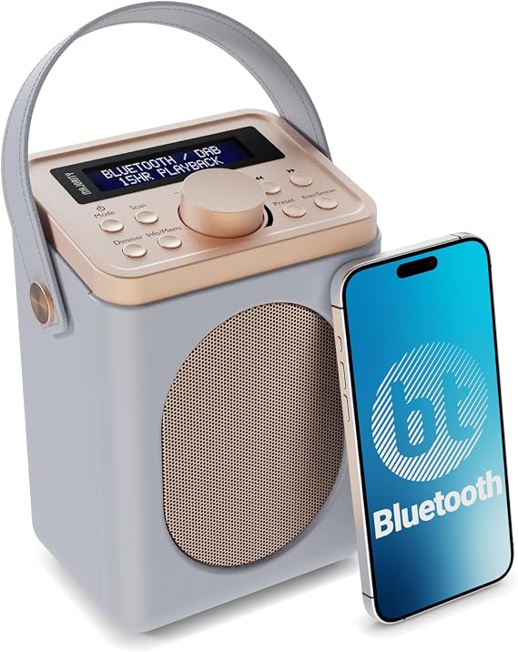MAJORITY Little Shelford Taşınabilir Radyo | Bluetooth Bağlantısı | FM + DAB+DAB Radyo | Erteleme Fonksiyonlu Çift Alarm | 20 Ön Ayarlı İstasyon