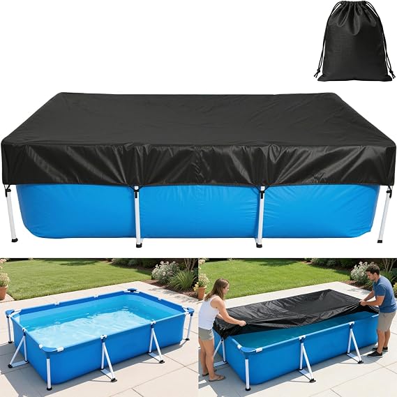 86 x 59 inch Rectangle Pool Cover 7.2 x 5 ft Rectangular Frame Pool Covers Garden Outdoor Above Ground Swimming Pool Shades Hot Tub Canopy Backyard Adult Pool Accessories
