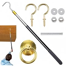 loft ladder hook,Attic Ladder Pull Down System Kit,Loft Ladder Pole with Hook,Extension Pole and Copper Storage Hooks, Handle, Parts Tool for Home,56-164cm(22.05-64.57in)