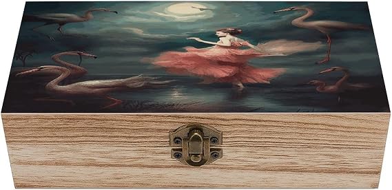 Personalized Wooden Keepsake Box A Night of Miracles And Magic Wooden Box with Hinged Lid Large Decorative Storage Boxes Exquisite Memory Boxes for Photos, Trinket Letters Jewelry