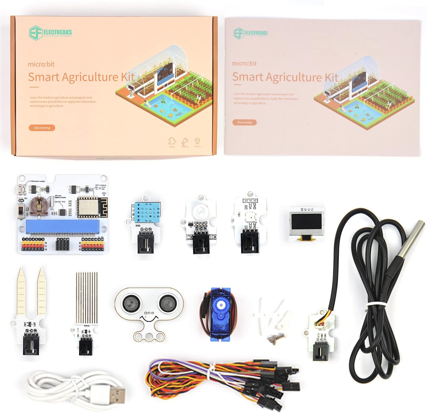 ELECFREAKS Micro Bit Smart Agricultural Kit Micro Bit Sensor Starter Kit Octopus Series Sensor DIY Programming STEM Kit Basic Coding Electronics Module and Wiki Tutorial No Micro Bits