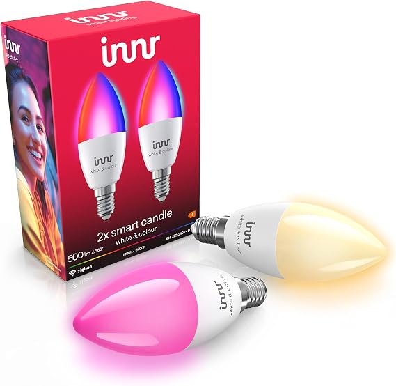 Innr Smart Bulb E14, Warm to Cool White, Works with Hue* and Zigbee Hubs [Energy Class F]