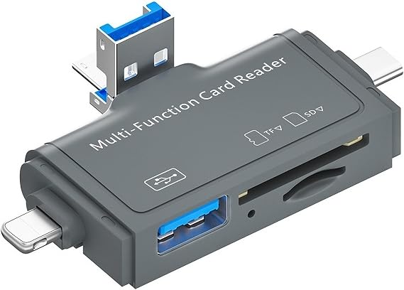 Coverzone Alüminyum OTG USB C Kart Okuyucu | iPhone Lightning ve iPad ile uyumlu, Type-C girişli SD TF Multi Card Reader, SYD-A1C