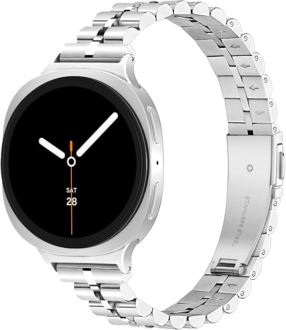 Light House Compatible with Samsung Galaxy Watch 9/8 40mm 44mm/Galaxy 8 Classic Strap 46mm, Adjustable Replacement Silver Metal Samsung Watch 9/8 Strap, Slim Elegant Design for Women Men