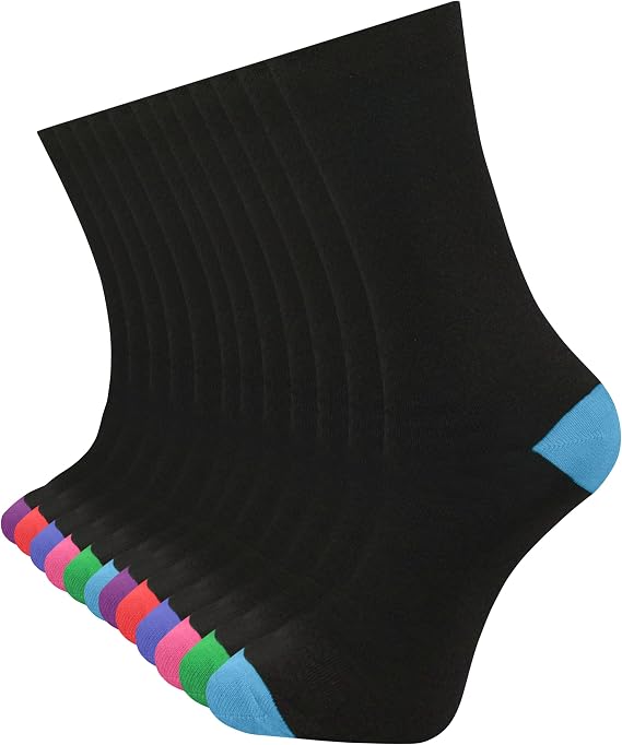 Pierre Calvini - 12 pairs Mens Socks - Breathable Plain, Patterned, Black Socks Men - Suitable for Work and Casual Wear - Smart socks for Men - Soft and Insulated with Reinforced Heel & Toe