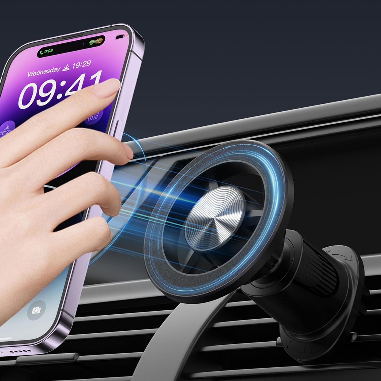 Otomobil Cep Telefonu Tutucu, Titreşim Önleyici Mag-Safe Araç Tutucu, iPhone 141312 Serisi ve Tüm Akıllı Telefonlar için, Araç Tutucu, 360° Dönebilir, Mıknatıslı Cep Telefonu Tutucu, Araç
