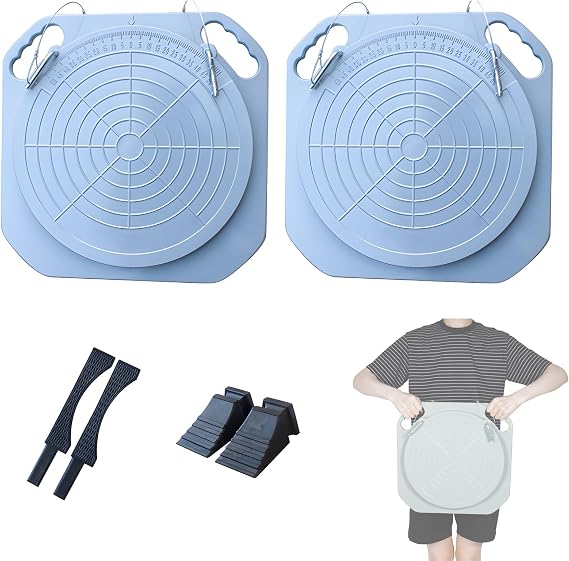 Wheel Alignment Turn Plates - Heavy Duty 5 Ton Kit with Transition Blocks and Thrust Pads, 360° Rotating for Garage and Auto Repair