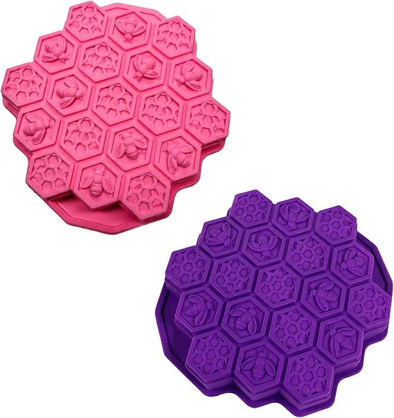 2PCS Silicone Mold for Cake, Silicone Cake Pan, Cavities Honeycomb Silicone Cake Molds, Silicone Moulds for Chocolate for DIY Ice Chocolate Cake Decorating(Pink and Purple)