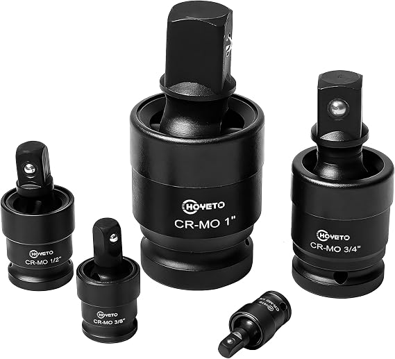 5PCS Swivel Socket Set 1/4"-1" Drive, 360° U-Joint for Impact Wrench