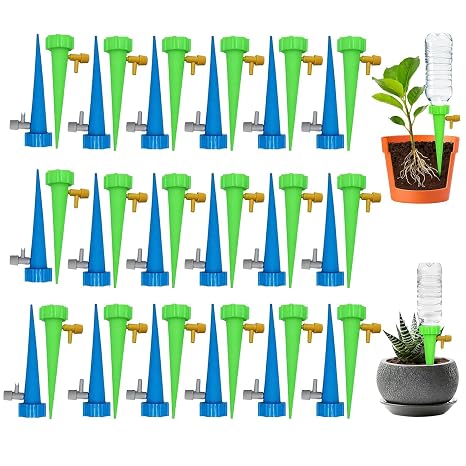 50Pcs Automatic Plant Waterer, Drip Irrigation System for Indoor Plants, Vacation Plant Care, Green and Blue Drip Feeders for Consistent Hydration