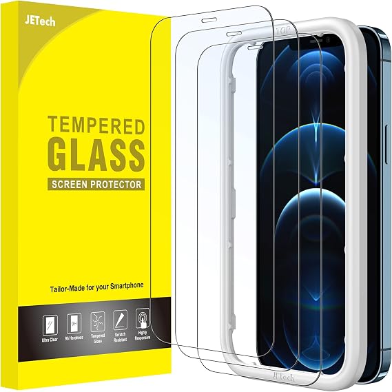 JETech 3pcs Full Coverage Screen Protector for iPhone 12 Pro Max