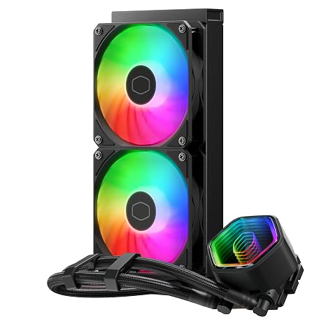 Cooler Master MasterLiquid 240 Core II CPU Liquid Cooler - 240mm AIO Water Cooling System (Max. 260W TDP), GR9 Dual-Chamber Pump, Enhanced ARGB Gen 2 Fans, Quick-Mount AMD & Intel Kits - Black
