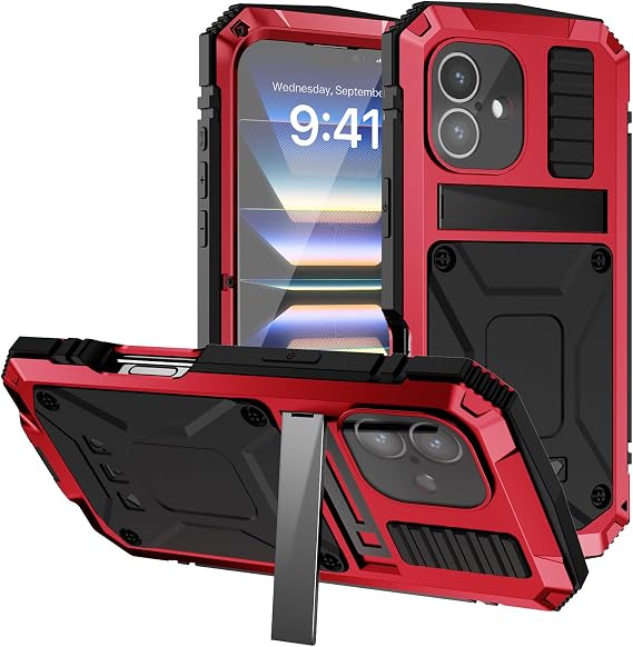 Case for iPhone 16 Pro Max/16 Pro/16 Plus/16, Outdoor Heavy Duty Tough Aluminium Metal Military Shockproof Full Body Case with Built-in Screen Protector