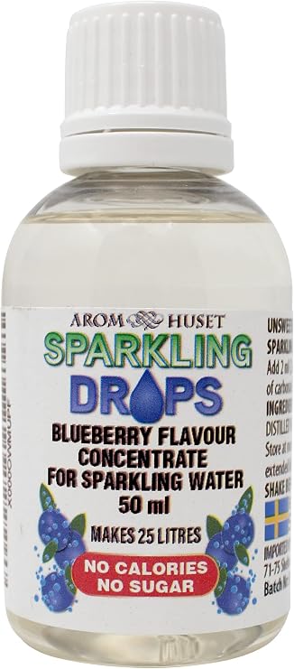 Blueberry Flavour for Sparkling Water 50ml – Zero Sugar, Low Calorie & No Preservatives – Makes 25 Litres – Just Add 2ml to 1 Litre Sparkling Water