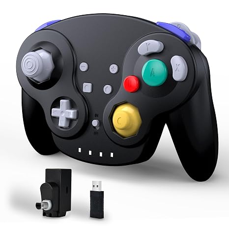 miadore Wireless GameCube Controller for Switch 1 2/Switch Online/OLED/Lite 2.4 GHz USB & NGC Receiver Plug & Play Compatible with GameCube Consoles Windows/Mac OS PC/Raspberry Pi/Steam (Schwarz)