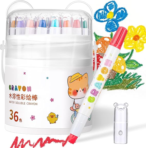 Silky Twistable Crayons, 36 Colors Washable Easy-Grip for Artist