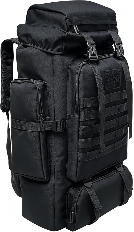 80L Hiking Backpack Camping Rucksack, 80 liters Large Capacity Outdoor Knapsack Travel Climbing Mountaineering Carry On Backpack Bag, Trekking Backpacking for Men Women, Black