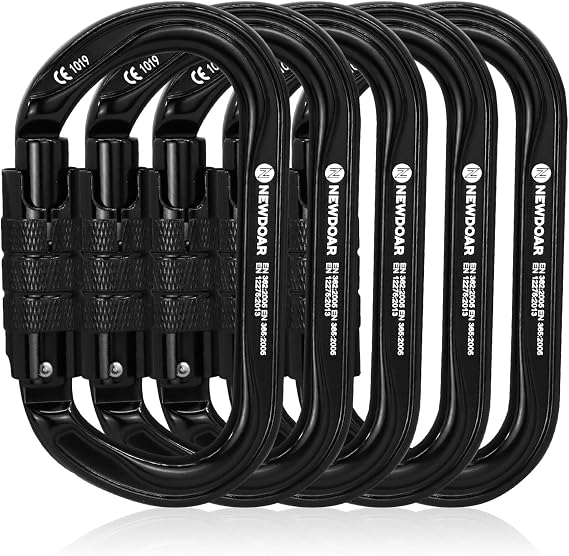 NewDoar 25KN CE&UIAA Certified Climbing Carabiner Professional O-Shaped Heavy Duty Carabiner Auto Locking/Screwgate Locking Carabiner Clips for Rock Climbing,Rappelling,Rescue,Mountaineering