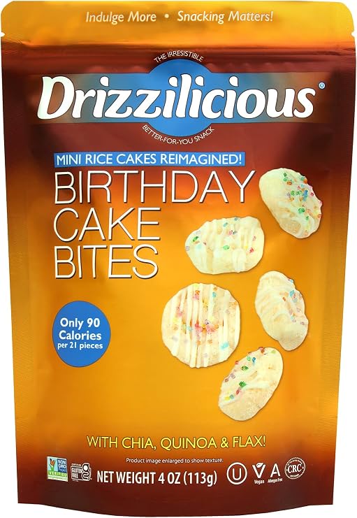 Drizzilicious Birthday Cake Mini Rice Cakes with White Chocolaty Drizzle 113g