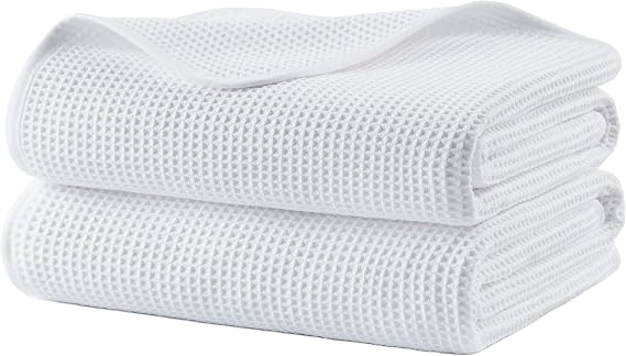Polyte Waffle Microfiber Bath Towel Quick Dry 380 gsm 30x60 in