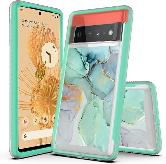 Google Pixel 7 Proケース、ローズボノハイブリッドグラフィックデザインパターン ハードバックパネルカバーケース Google Pixel 7 Pro用グリーンマーブル