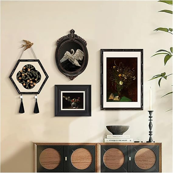 Wall Pictures Decor Solid wood combination decorative painting Freely combinable decorative painting Retro style Middle Ages style(A)