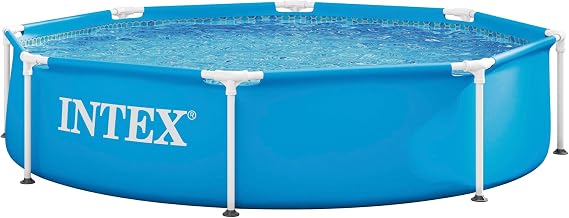 Intex 55242 – Removable Round Metal Frame Family Swimming Pool, Size Ø244 x 51 cm, Capacity 1,828 Litres, Durable Material Triple Layer, Tubular, Children