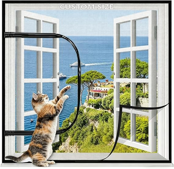 Fly Screen for Windows,Custom Size Insect Netting,Cat Proof Window Net