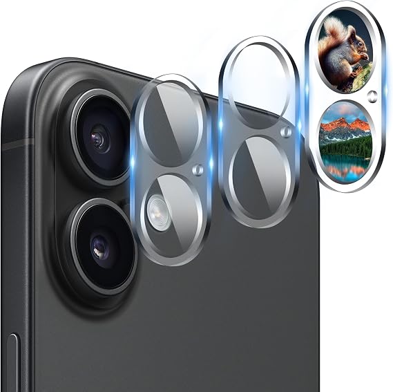 Camera Lens Protector (3 Pack) Compatible with iPhone 16 6.1" & iPhone 16 Plus 6.7" Camera Lens Cover Protection, 9H Tempered Glass, HD Clear Anti-Scratch [Night Shooting Mode]