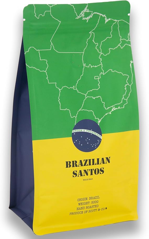 Scott&Co. Brazilian Santos Coffee Beans. Light Roast Whole Coffee Beans, Single Origin. 500g