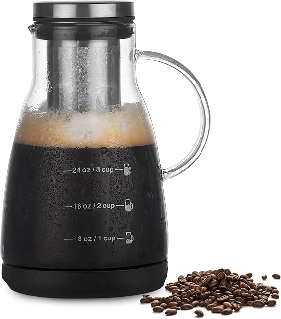 960ml Iced Coffee Maker, cold brew coffee maker, Coffee Machine, Portable Travel Camping Coffee Machines with Stainless Steel Percolator