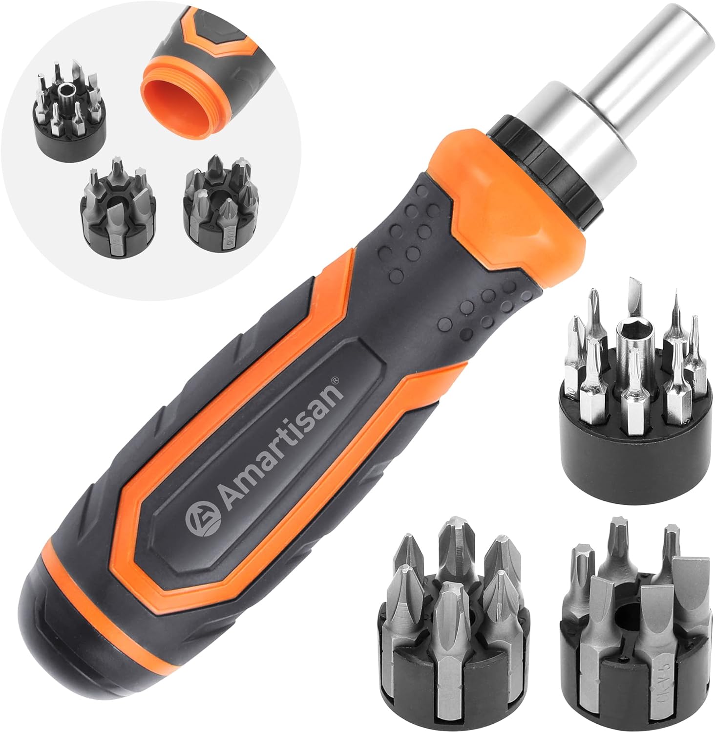 Amartisan 22 in 1 Ratchet Screwdriver Set, Precision Multi-bit Ratchet Screw Drivers, SlottedPhilipsPoziTorx