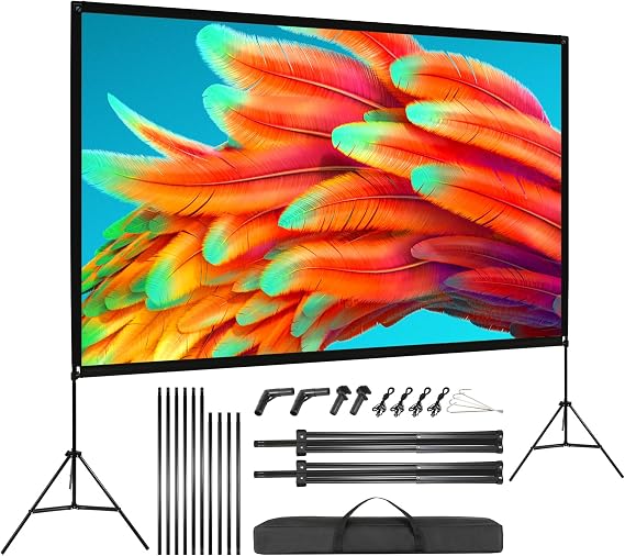 VISULAPEX 100 Inch Screen Projector with Tripod Foldable Projector Screen