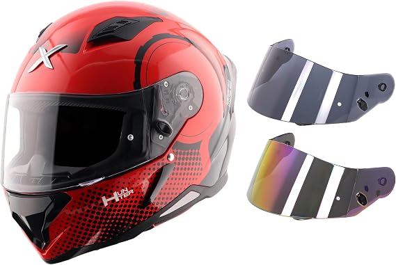 Full Face Motorcycle Helmet SH890 Hunter ECE 22.06 & DOT Approved – Motorbike Crash Helmet with Free Smoked & Iridium Visors