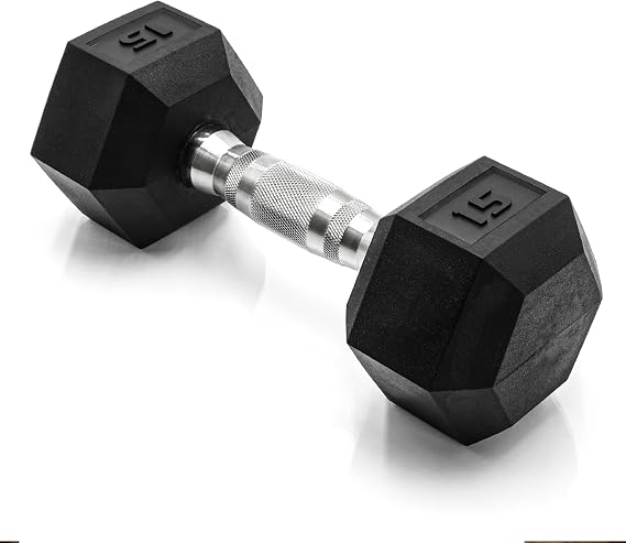 CAP Barbell 15-Pound Coated Hex Dumbbell Weight