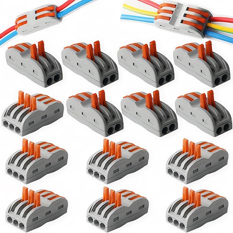 CESFONJER Lever-Nut Assorted Connector, Bilateral Pressure Bar Terminal Block, Assorted Conductors Compact Cable Connectors (SPL-2/7 Pcs, SPL-3/7 Pcs)