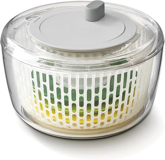 Joseph Joseph Multi-Prep 4-Piece Salad Making Set, Multi-Coloured, salad spinner, spiral cutter, slicer and grater, compact storage, Silver, 2
