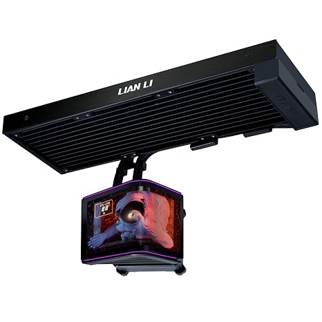 Lian Li HydroShift II OLED Curved 360 Fanless Black | 360 mm AIO Liquid Cooler without Fans – Curved OLED Display  Custom Cooling Freedom