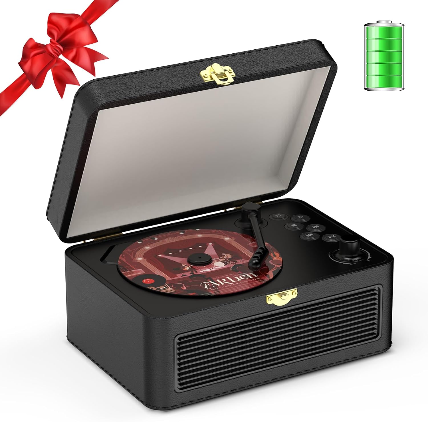Bluetooth Portable CD Player: Kegaudio CD Player with Speakers Radio and Remote Control Support USBAUX Playback PU Headphone Jack Black