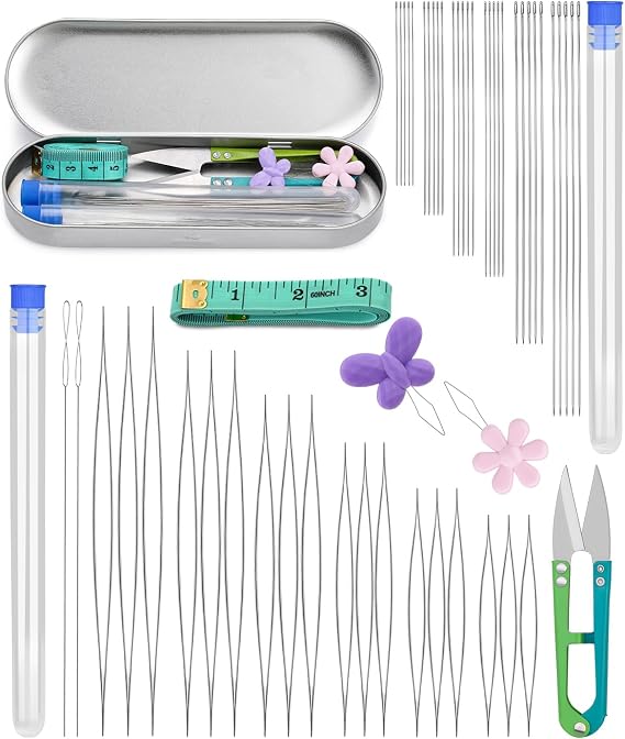 86 Pcs Beading Needle 6 Sizes Big Eye Beading Needles for Seed Beads