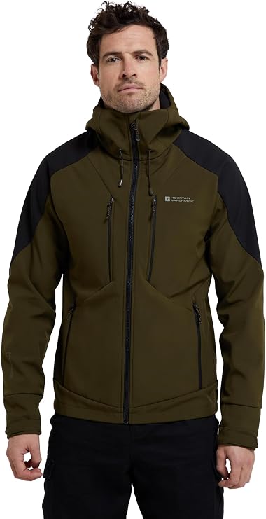 Mountain Warehouse Radius Mens Softshell Jacket - Water Resistant, Breathable, Adjustable Rain Jacket - Best for Spring Summer, Walking, Hiking & Outdoors