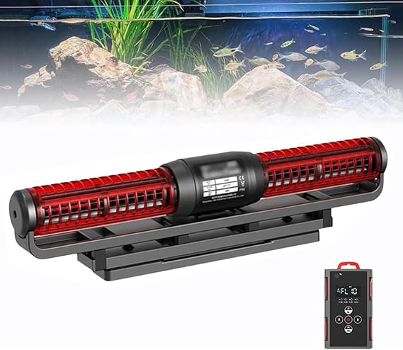 10-65W Aquarium Wave Maker Pump, Adjustable Cross Flow Pumps with LED Display Controller, 360° Rotating Ultra-Silent Water Circulation Pump for Saltwater and Freshwater Fish Tanks(10W)