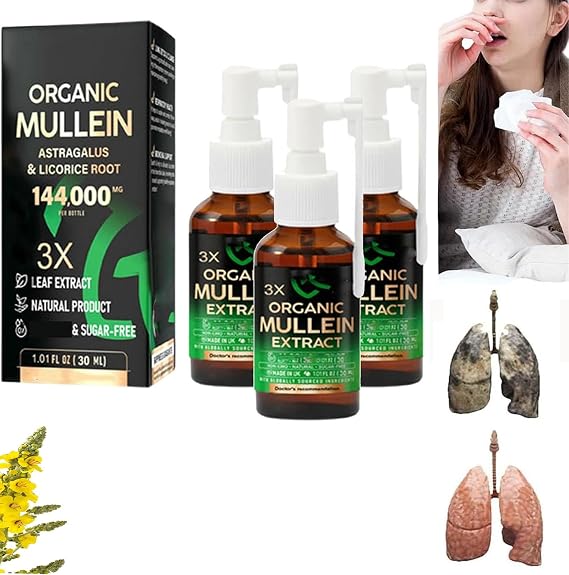 3X Concentrated Mullein Lung Cleanse Spray,Natural Respiratory Cleanse & Breathe Spray,Mullein Sprays for Lungs,Herbal Lungs Cleansing Sprays,Herbal Cleansing and Respiratory Support (3)