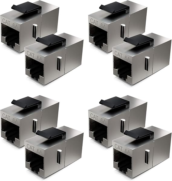 deleyCON CAT6a Keystone Module Patch Cable Coupling RJ45 Pack of 8