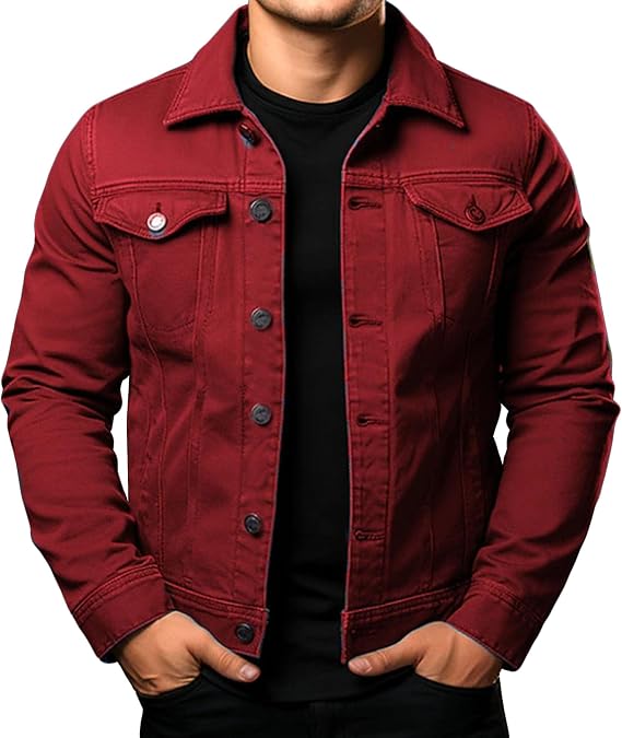 Men's Casual Classic Denim Jacket Slim Fit Fashion Jean Coat Button Down Long Sleeve Jean Trucker Jacket